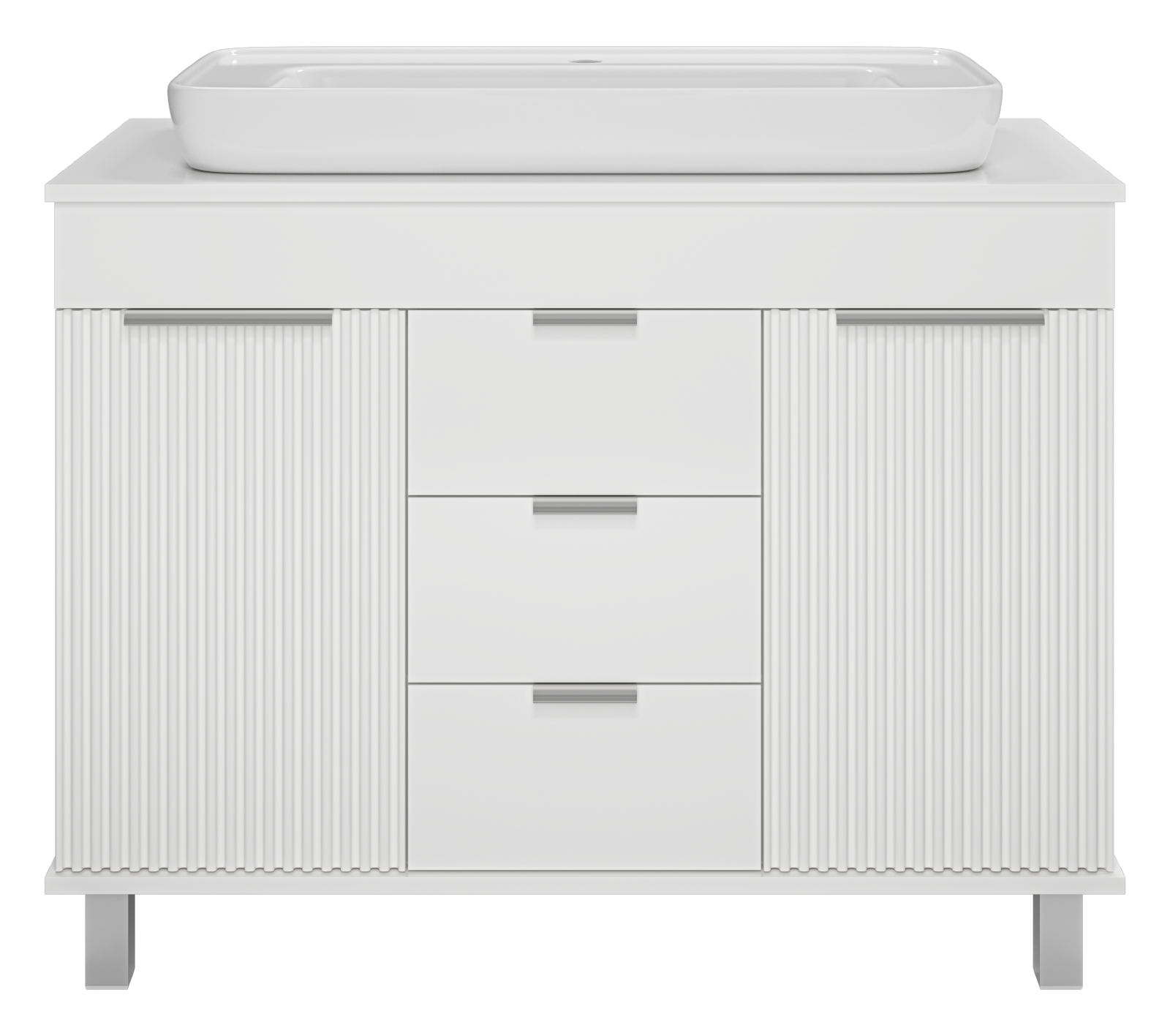 Тумба напольная 3 ящ. белая мат. эмаль + раковина ENFIDA -100 Т