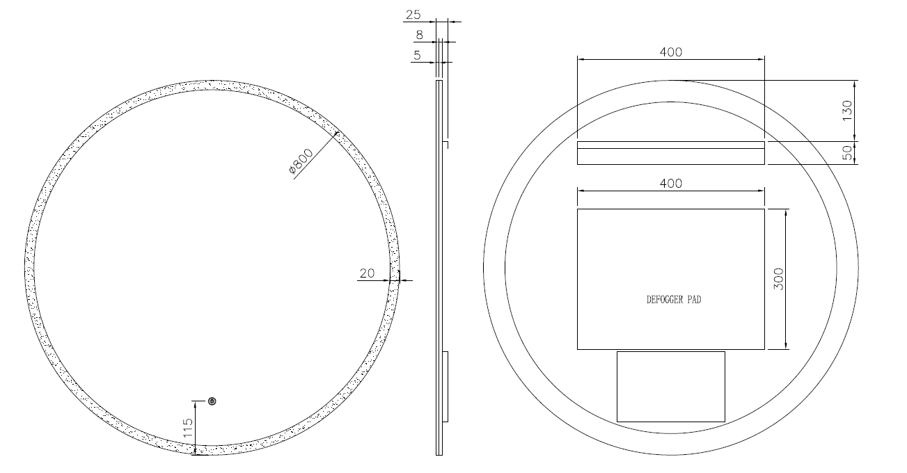 Зеркало круглое , подсв., сенсор, антизапотевание, D80cm 