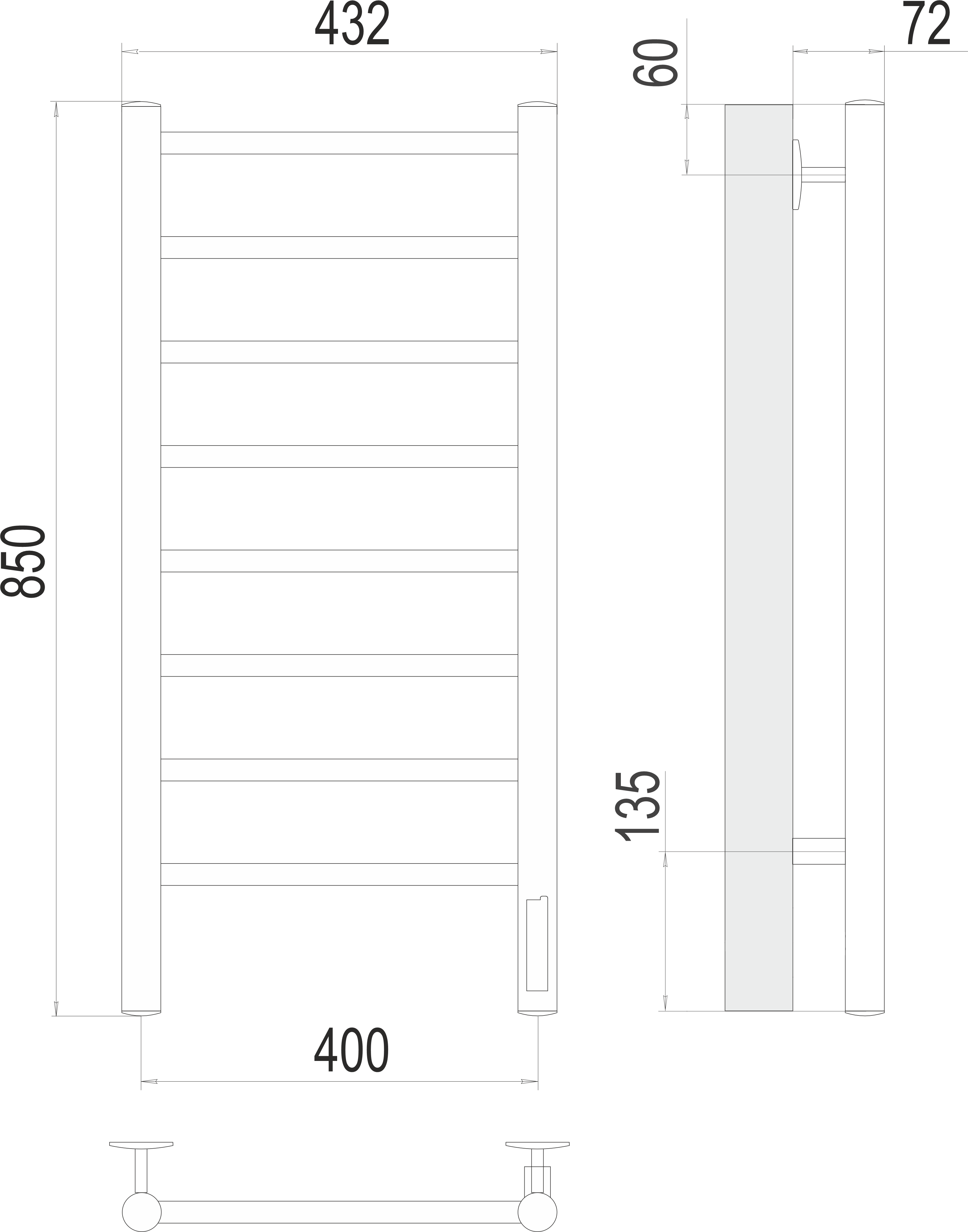 Полотенцесушитель Аврора П8 400х850