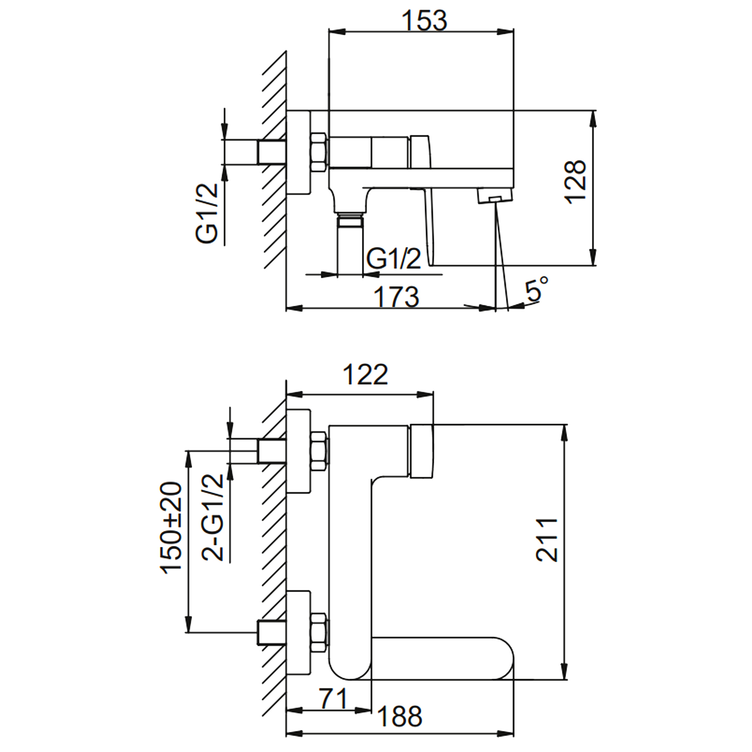Смеситель для ванны хром FRAP F3285 
