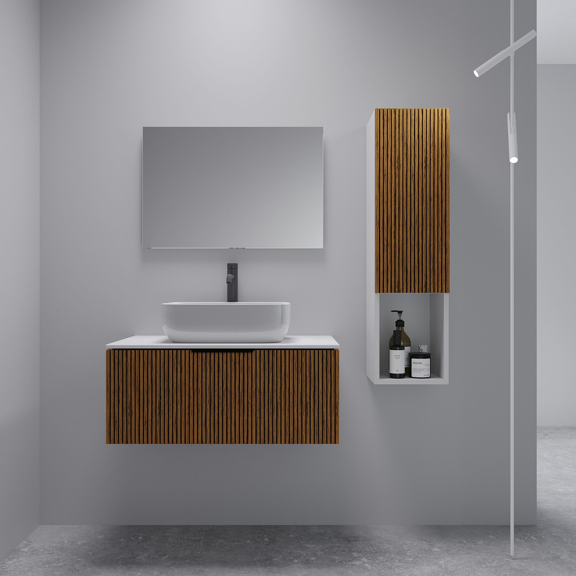 Шкаф навесной Кито Белый/Тростник