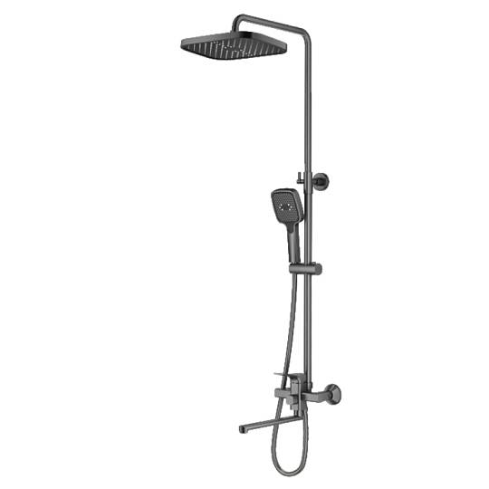 Душевая система Prohanss P62.24.09 для ванны и душа с тропическим душем поворотный излив 25 см, графит