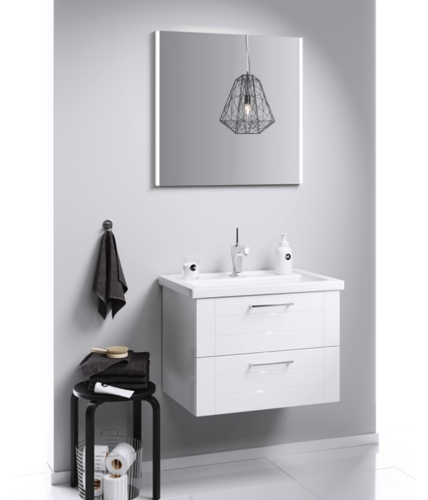 Подвесная тумба в белом глянцевом цвете с двумя ящиками