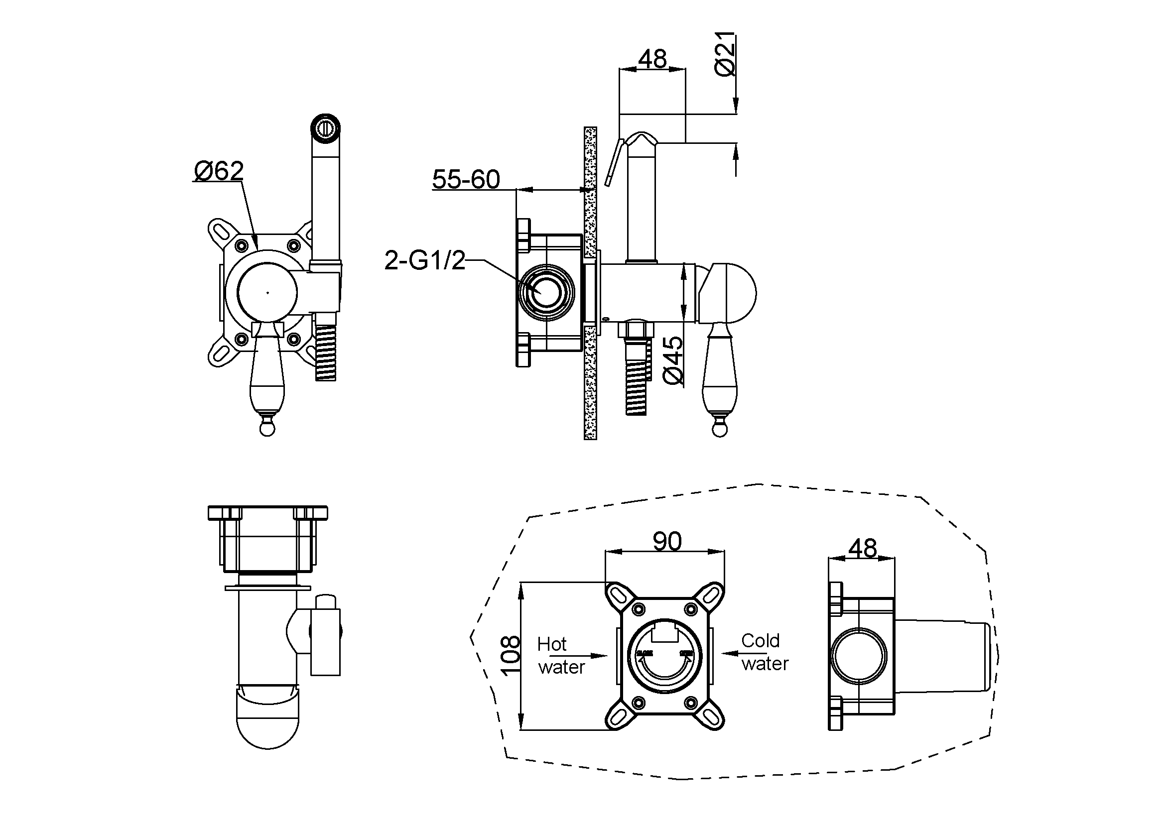 Гигиеническая лейка со смесителем IMPERIALE
