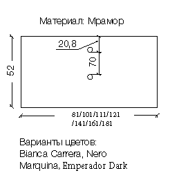 Столешница мрамор 81см Bianca Carrera под LV-6 чашу