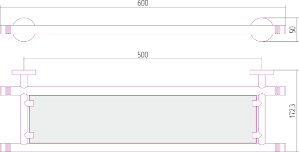 Полка КАНЬОН стеклянная  / L 600 (Золото)