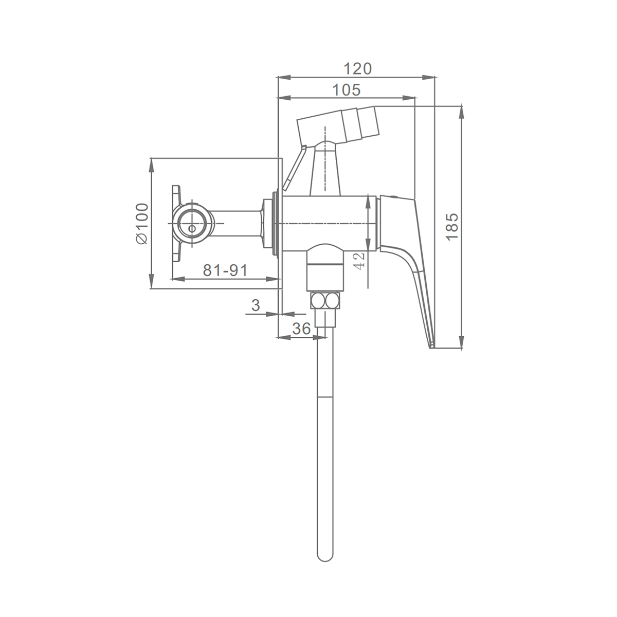 Смеситель Raglo с гигиеническим душем встраиваемый , хром R07.52