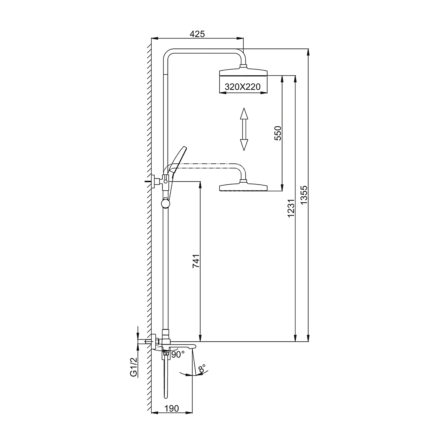 Душевая система хром FRAP F2484