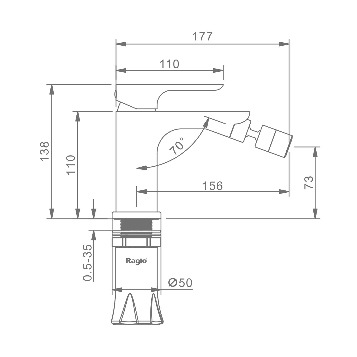 Смеситель Raglo для биде монолитный, черный R03.50.06