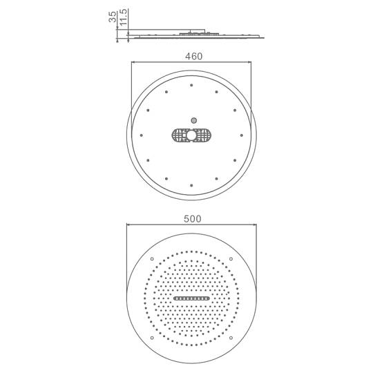 Потолочный тропический душ 500мм(нерж) 2-режима RAGLO R452.04.09