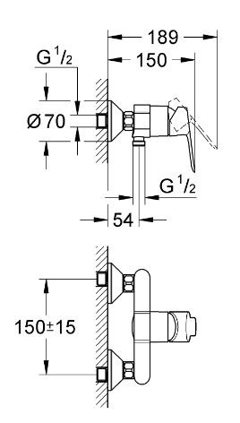 Смеситель для душа BauEdge, хром 23333000