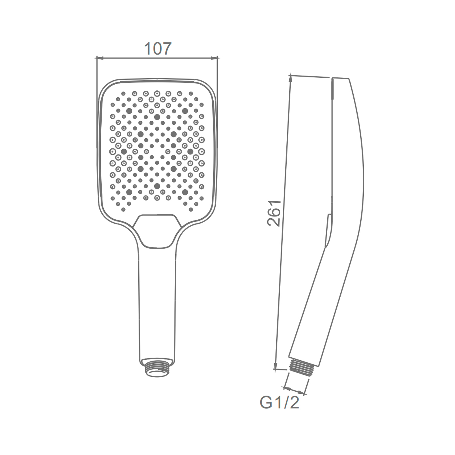 Лейка душевая Raglo R450.52.09 3-х режимная прямоугольная пластик/силикон, графит