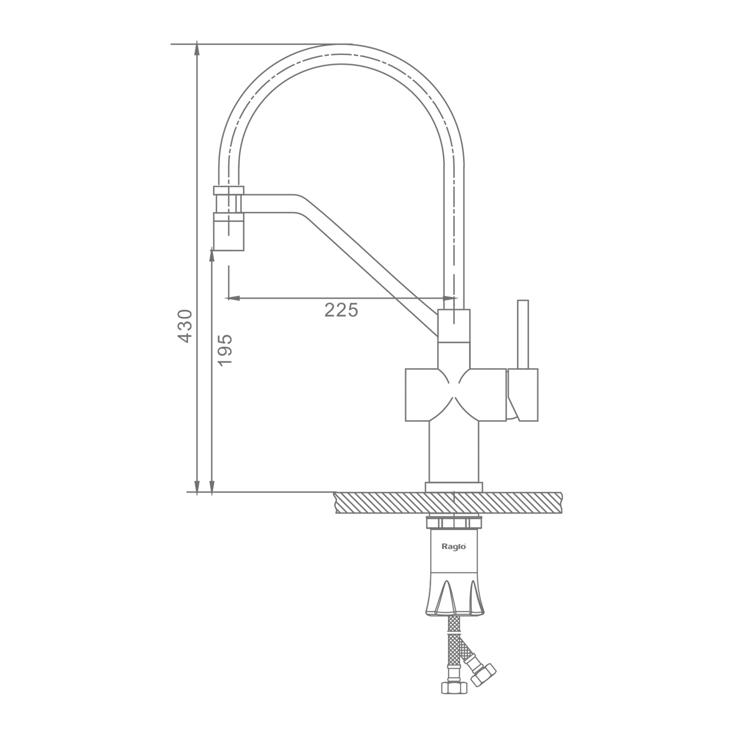Смеситель Raglo для кухни съёмный гибкий излив с магнитным фиксатором, сатин золотой R86.41.03