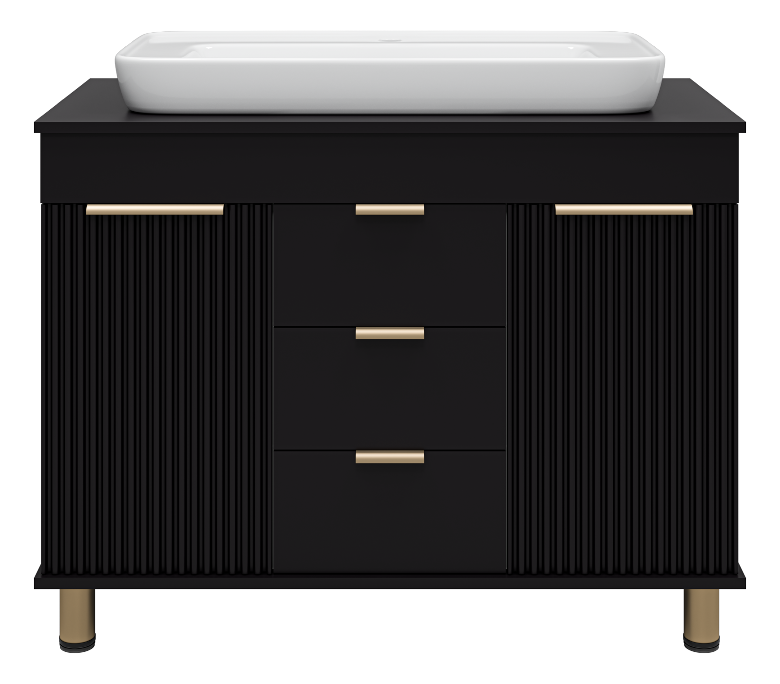 Тумба напольная 3 ящ. черная мат. эмаль + раковина ENFIDA -100 