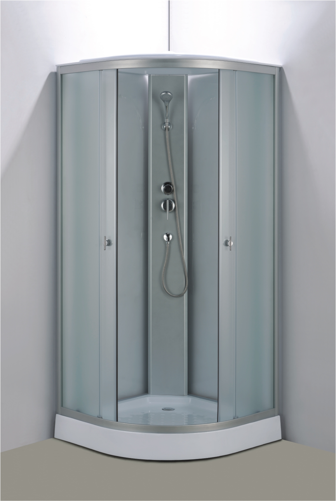 Душевая кабина Loranto 880х880х2150 белое заднее стекло, поддон 14 см, матовое стекло 4 мм, профиль хром матовый (CS-981TM/W-90)