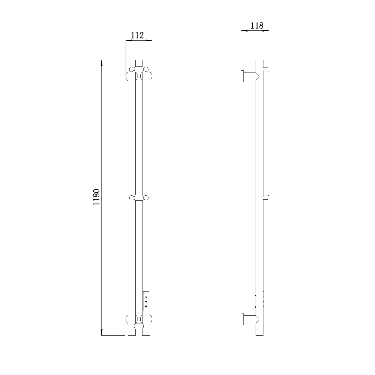Полотенцесушитель электрический RAGLO R350.11.09 настенный сенсорный узкий с терморегулятором , графит