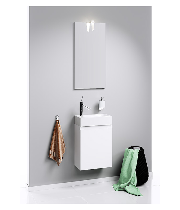 Подвесная тумба в белом глянцевом цвете с одной дверью (петли справа)