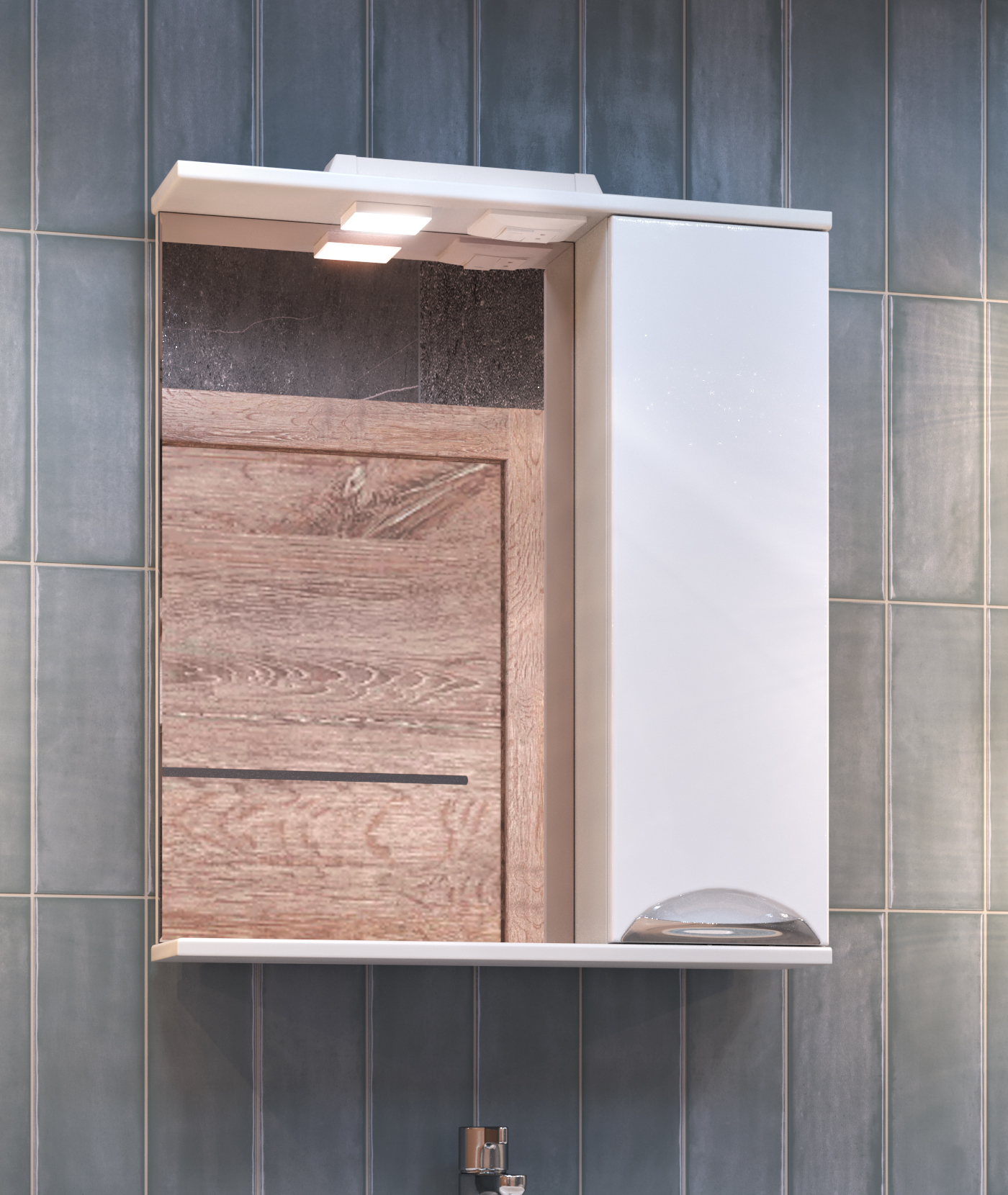 Шкаф навесной с зеркалом Callao 600 (правый) со спотом 