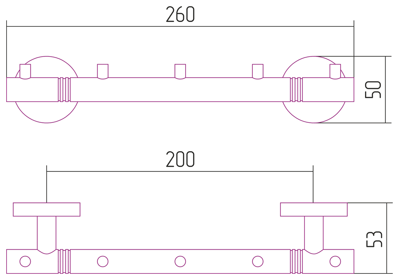 Вешалка КАНЬОН - 5 крючков / L 260 (Золото)