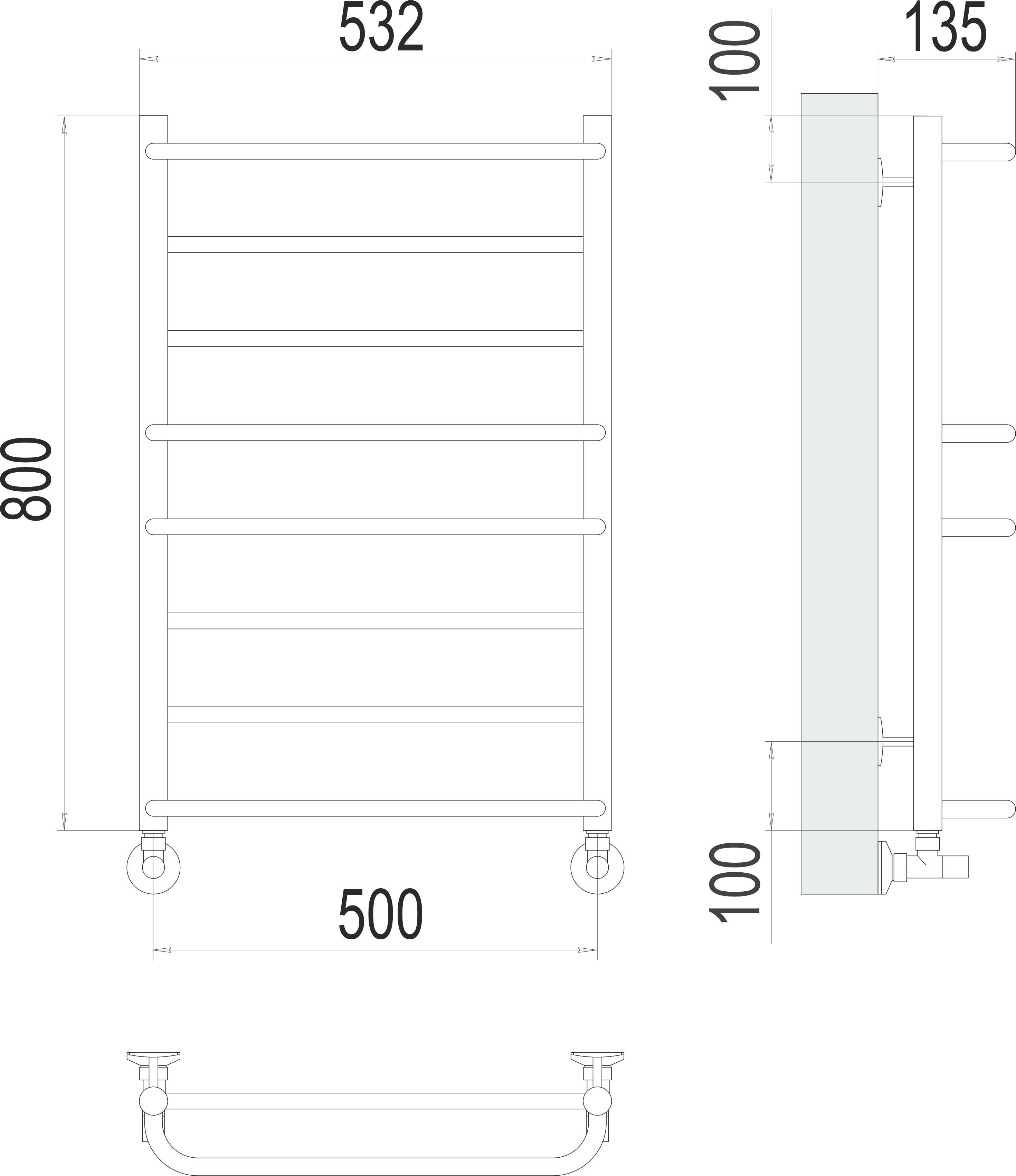 Полотенцесушитель TERMINUS Евромикс П8 500х800