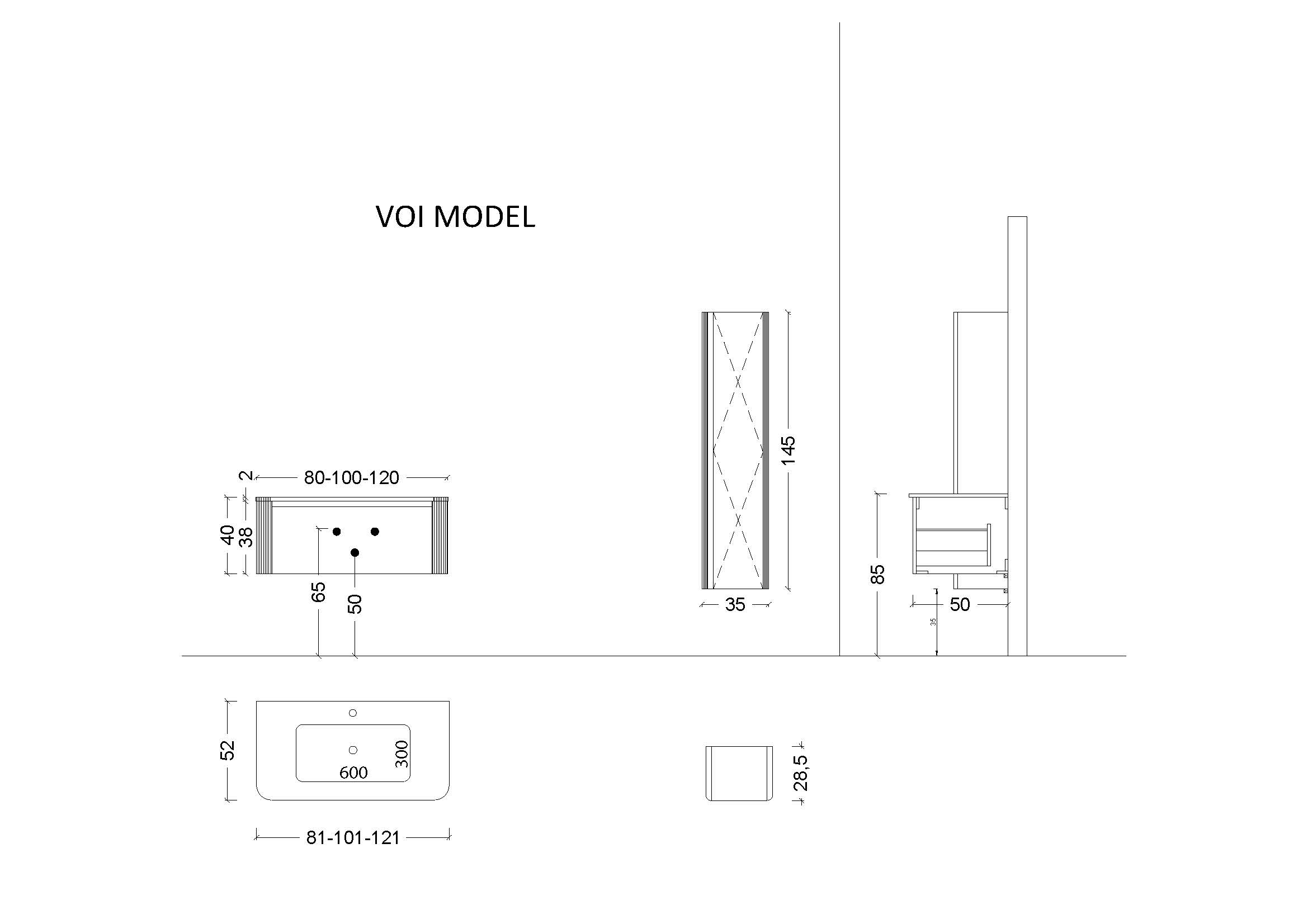 Раковина моноблок VOI 100см LUNA 1отв. в магазинах СантехГид