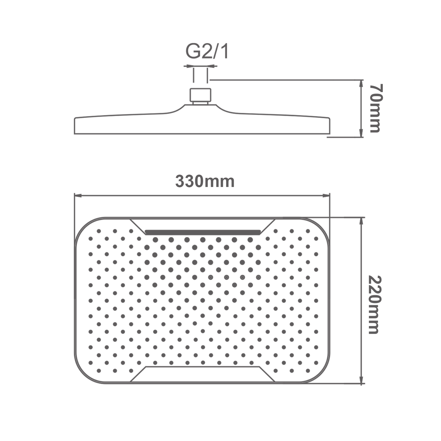 Лейка верхняя для душа Splenka S451.54 прямоугольная 330*220мм пластик/силикон, хром