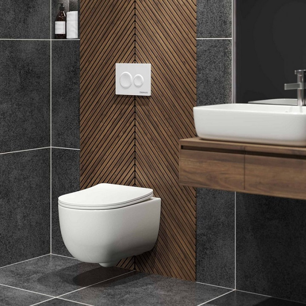 Инсталляция BERGES для скрытого монтажа унитаза NOVUM кнопка O1 Белый