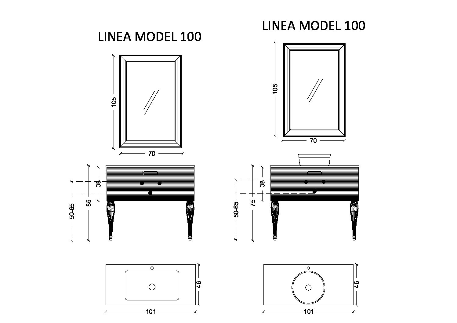Тумба Linea 100 черная + Хром