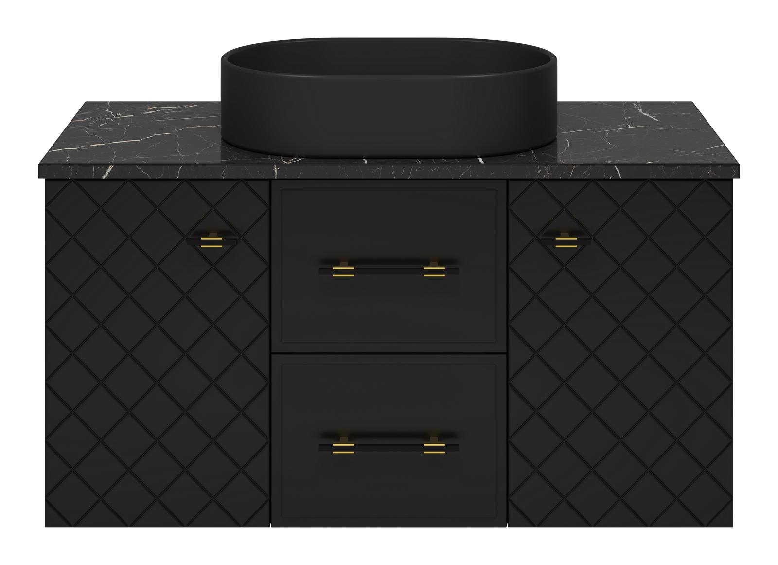 Тумба под раковину Brevita Shanel 100 подвесная (черная) со столешницей и раковиной