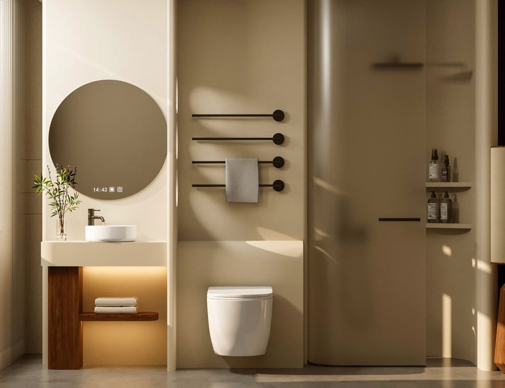 Комплект подвесной унитаз ABBER Bequem AC1100T белый с инсталляцией AC0105 и кнопкой AC0121MB черный матовый