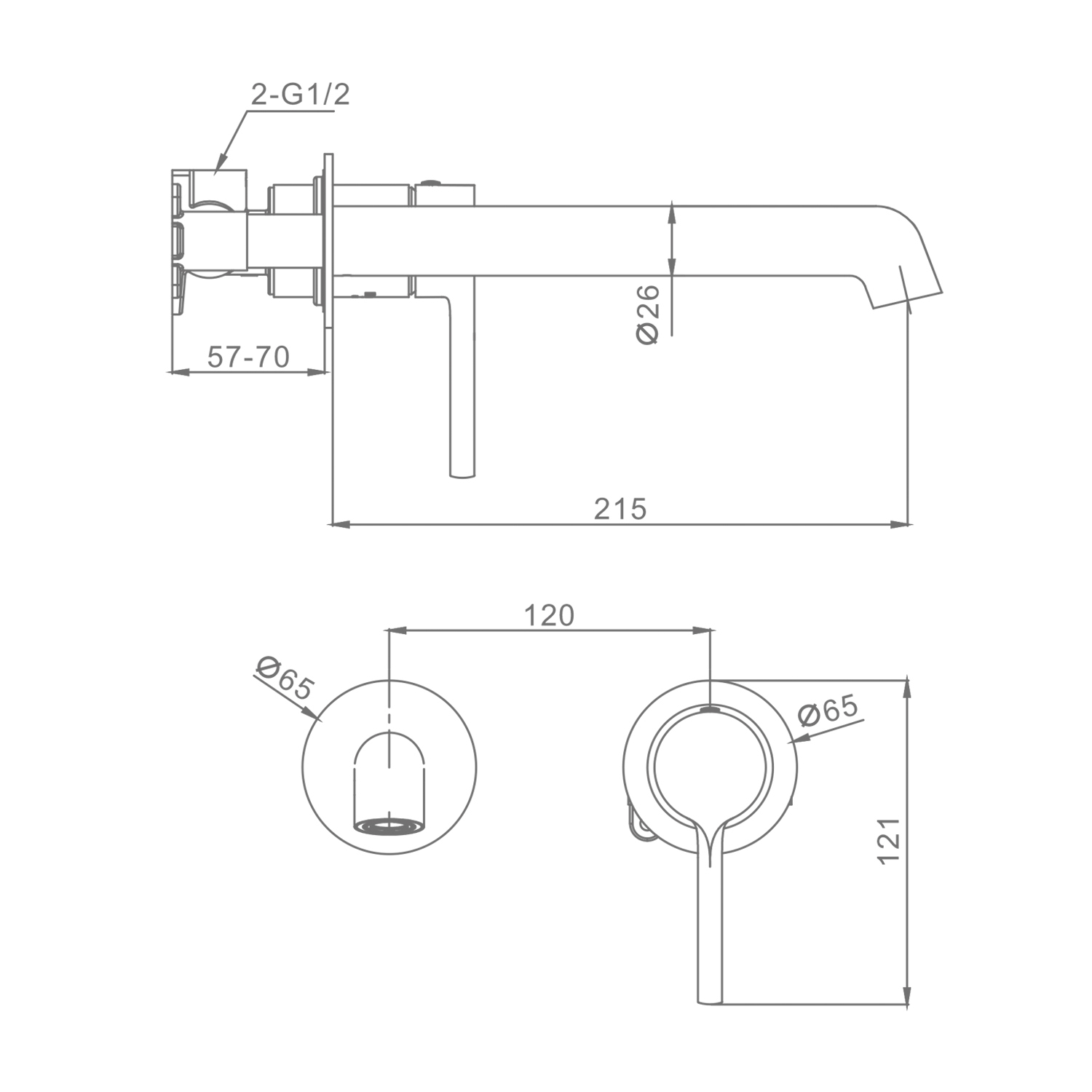 Смеситель Raglo для раковины встраиваемый монолитный, хром R20.11