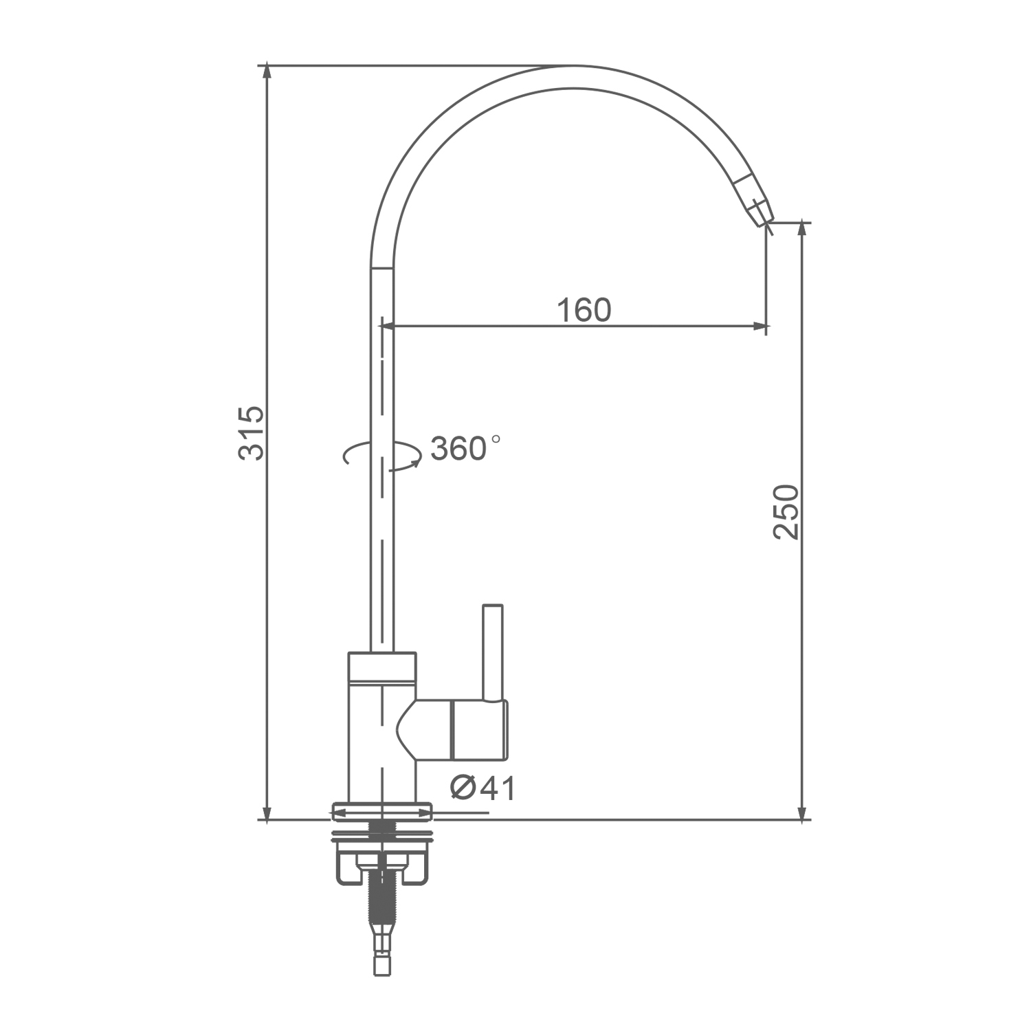 Смеситель для кухни моно с подключением фильтра питьевой воды SPLENKA S249.60.05