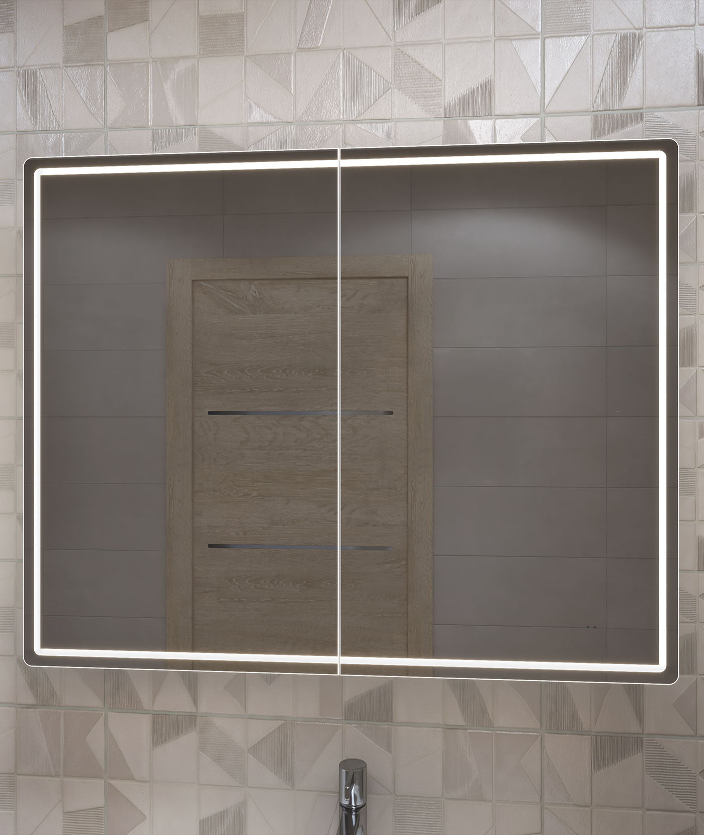 Зеркальный шкаф Geometry 1000 с LED подсветкой