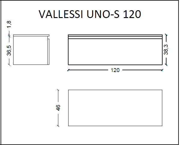 Ящик под столешницу 120см DARK OAK VALLESSI UNO-S