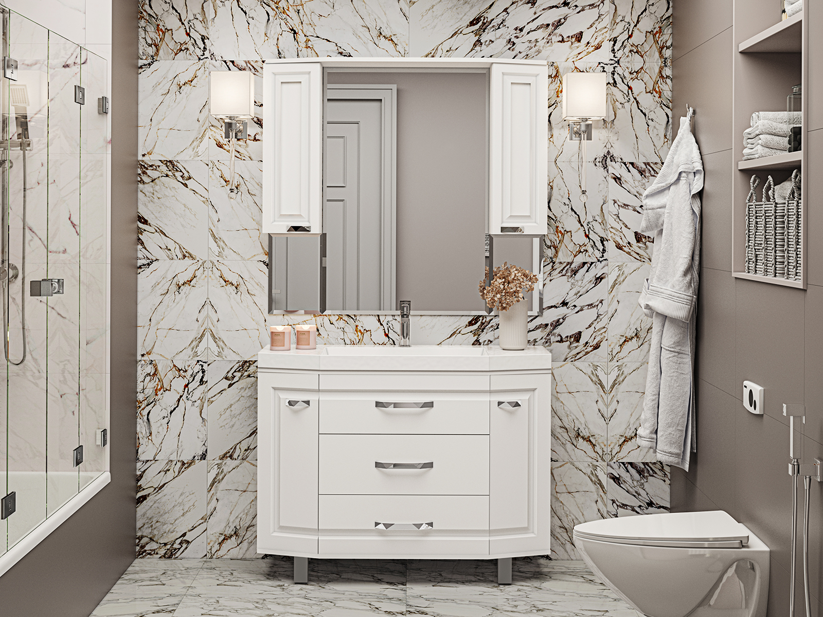 Тумба Терра -110 с 3 ящ. белая