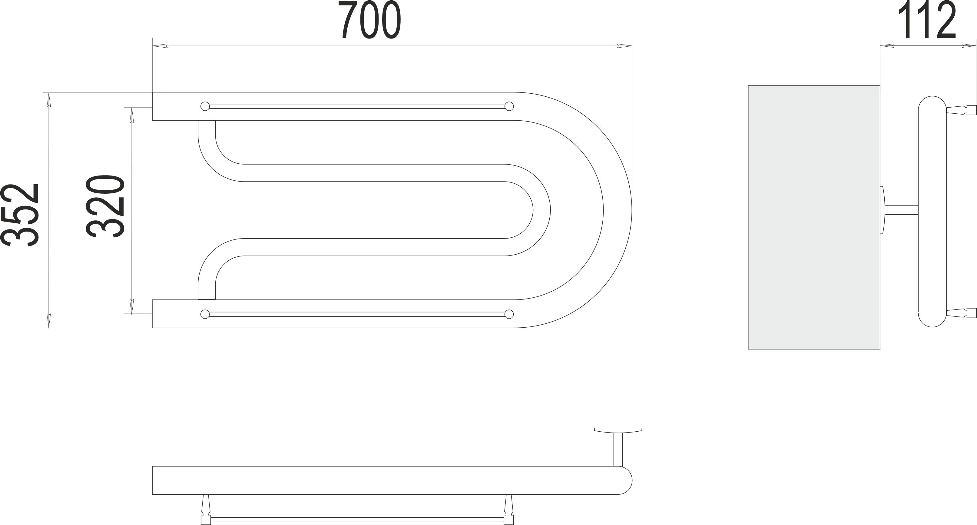 Полотенцесушитель Фокстрот (1") 320х700
