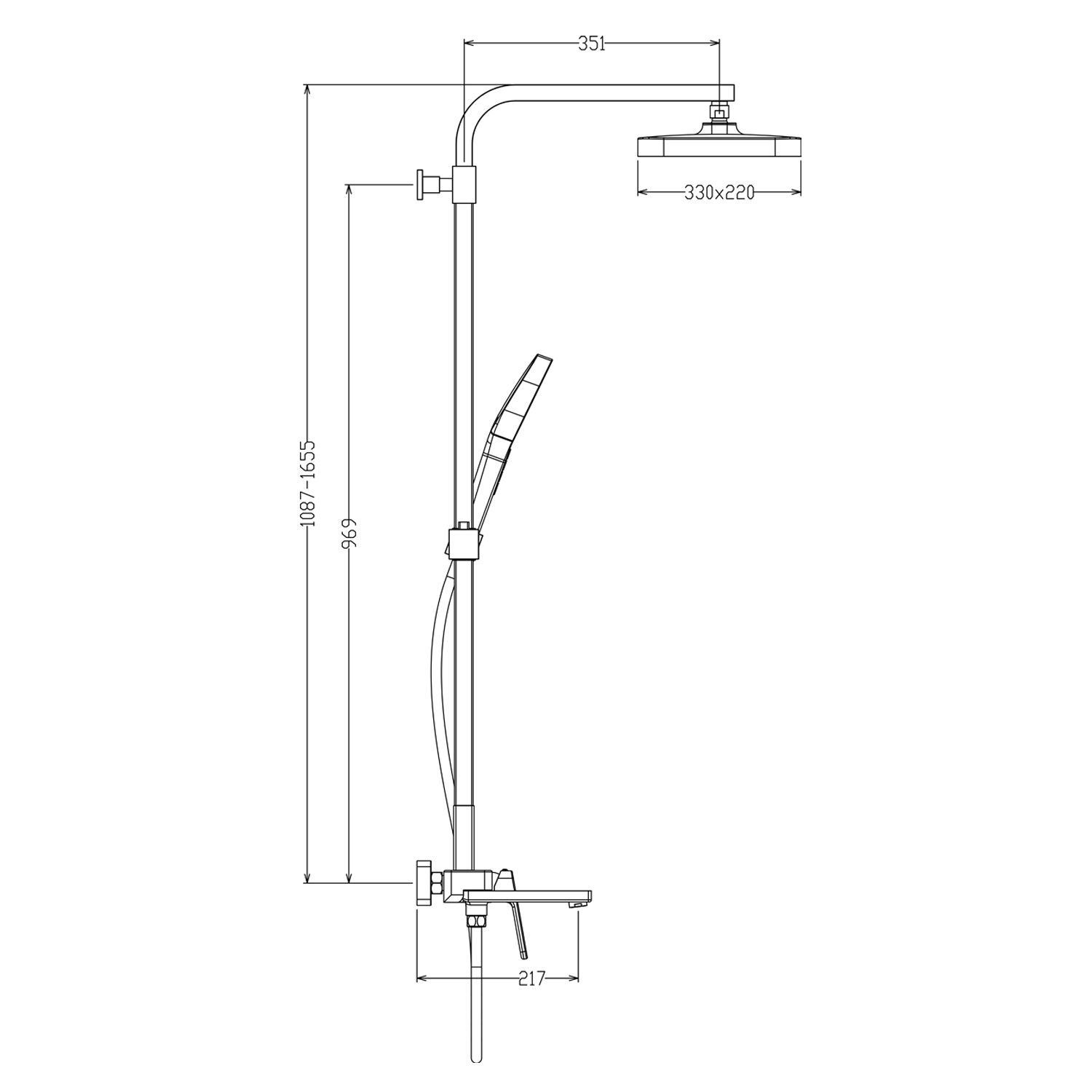 Душевая система Raglo для ванны и душа излив поворотный 15 см, сатин золотой R51.24.03