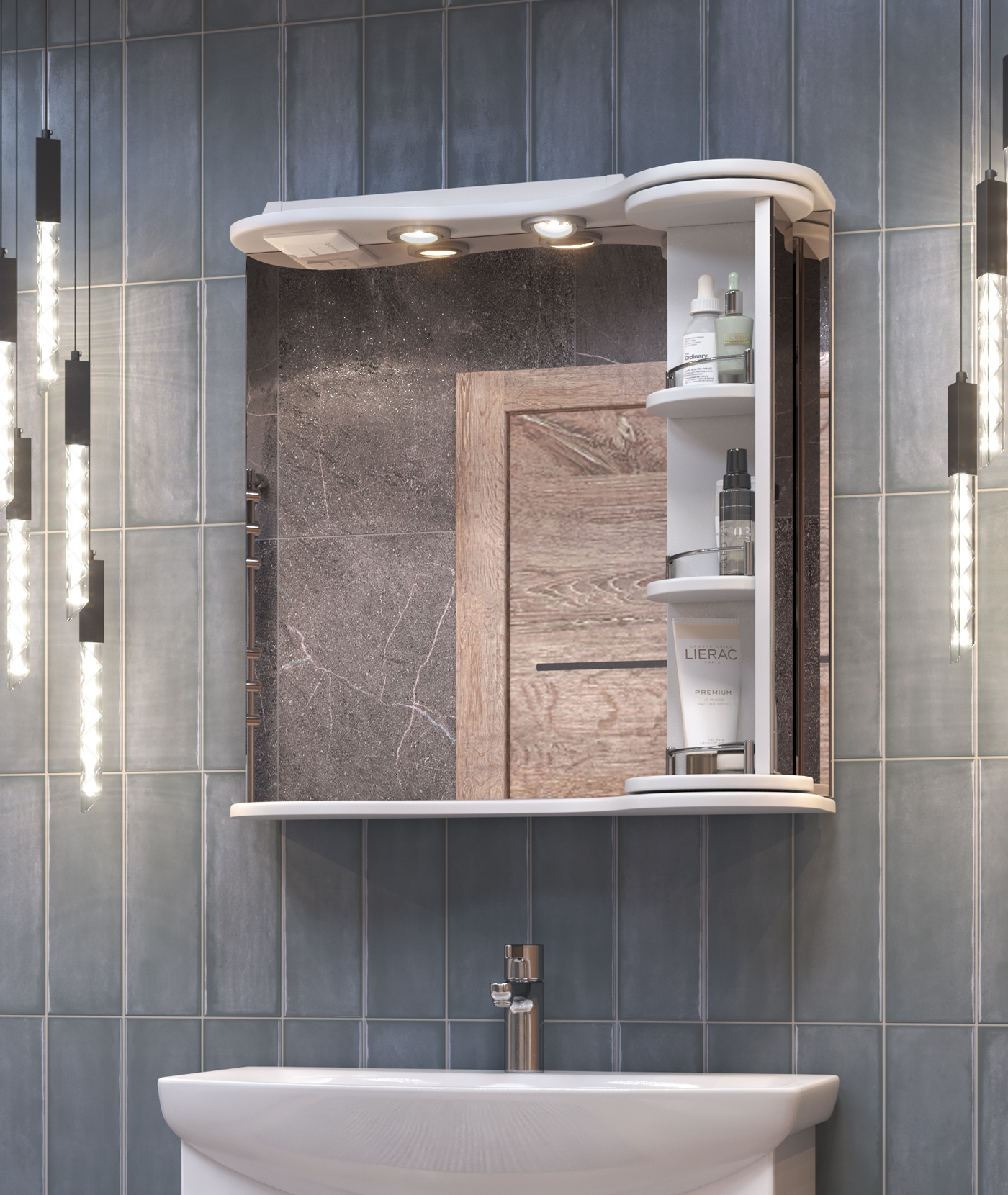 Шкаф навесной с зеркалом Callao 700 с поворотной полкой 