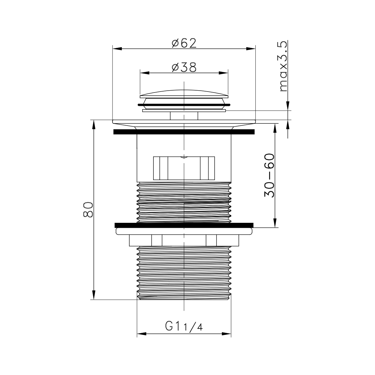Донный клапан для раковины Raglo c переливом (клик-клак), латунь, хром R600.05 в магазинах СантехГид