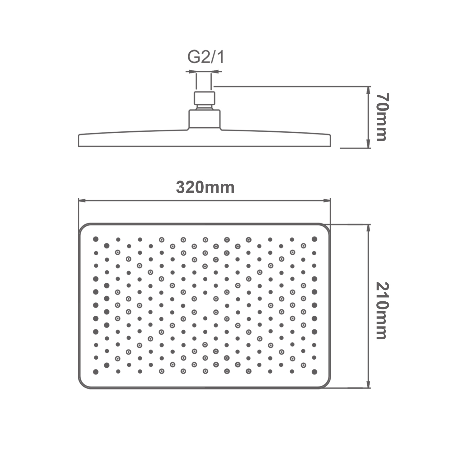 Лейка верхняя для душа Splenka S451.52 прямоугольная 320*210мм пластик/силикон, хром