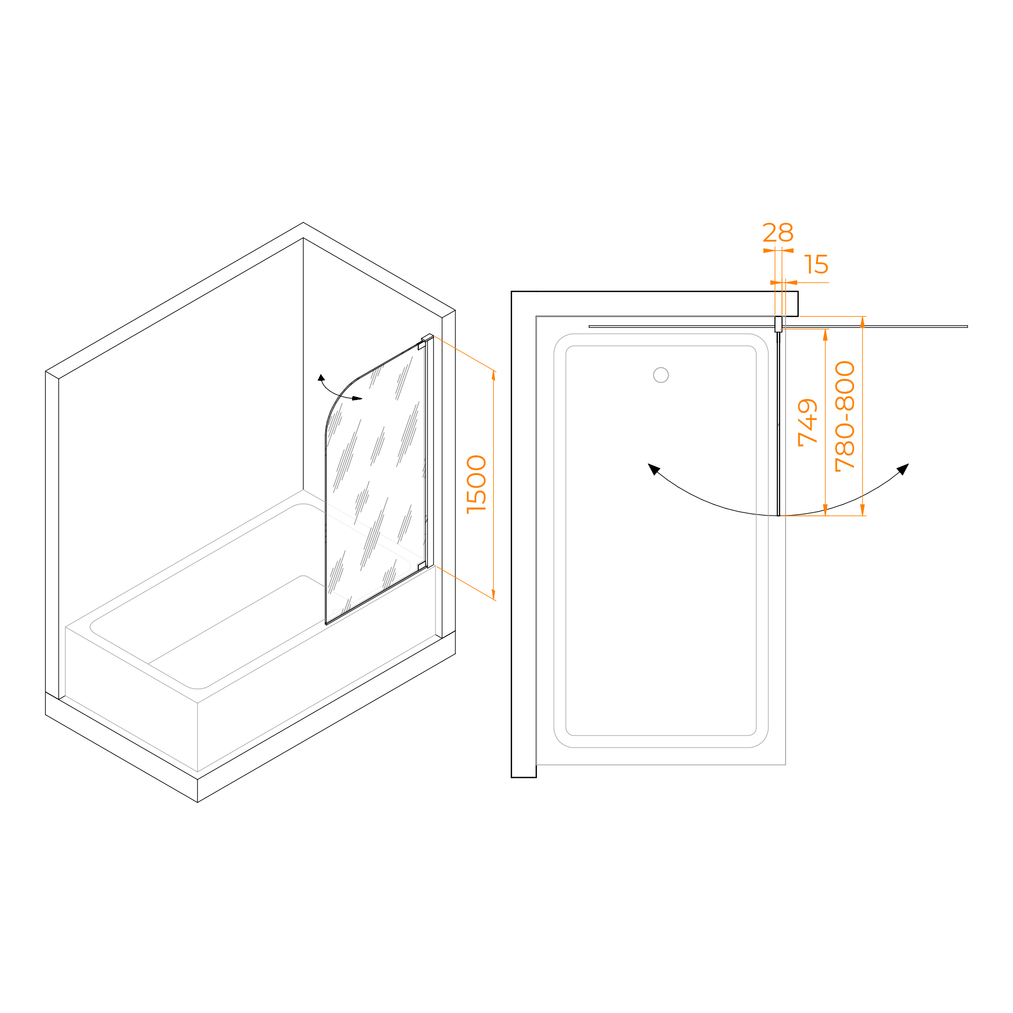 Шторка на ванну RGW SC-01 