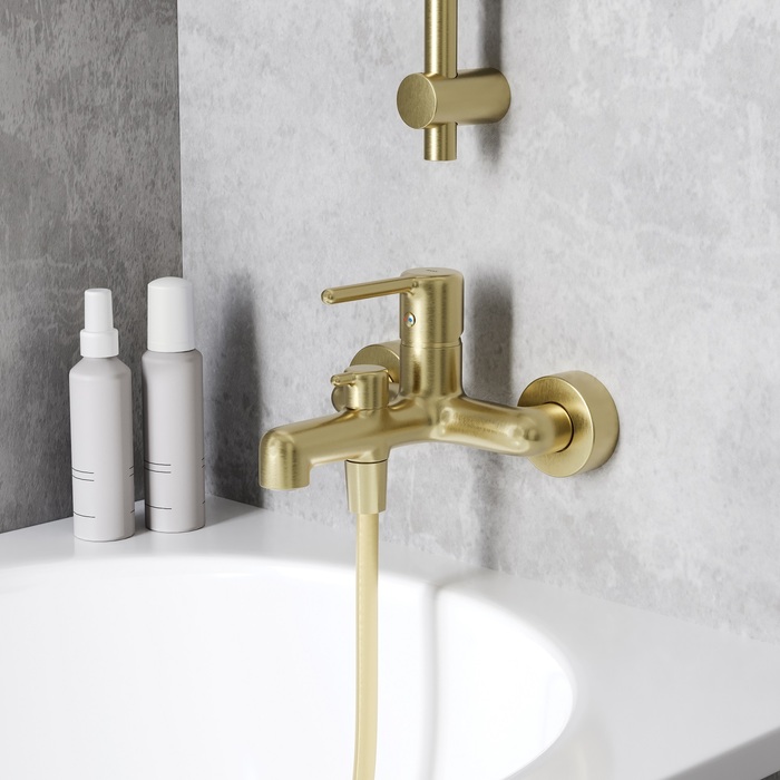 Смеситель для ванны, золотой матовый, Aiger, IDDIS, AIGMG00i02WA