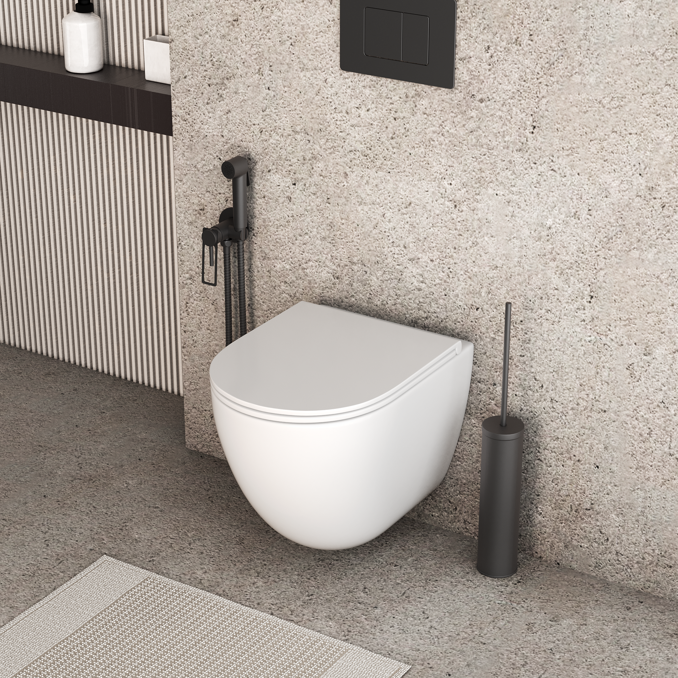 Унитаз подвесной Grossman (495х360х390) безободковый,белый с тонкой крышкой,микролифт GR-4455SQC