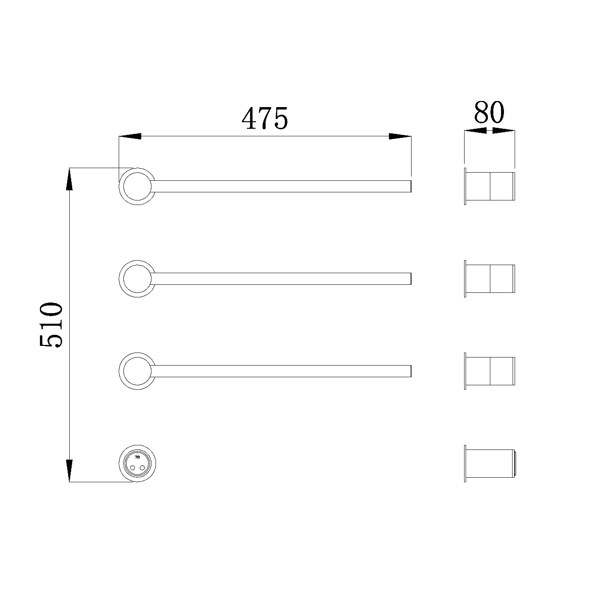 Полотенцесушитель электрический RAGLO R350.51.03 встраиваемый сенсорный с терморегулятором , сатин золотой