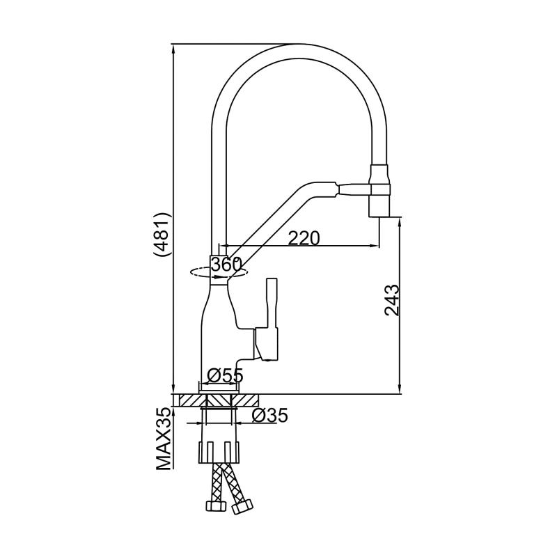 Смеситель для кухни черный FRAP F4497-6