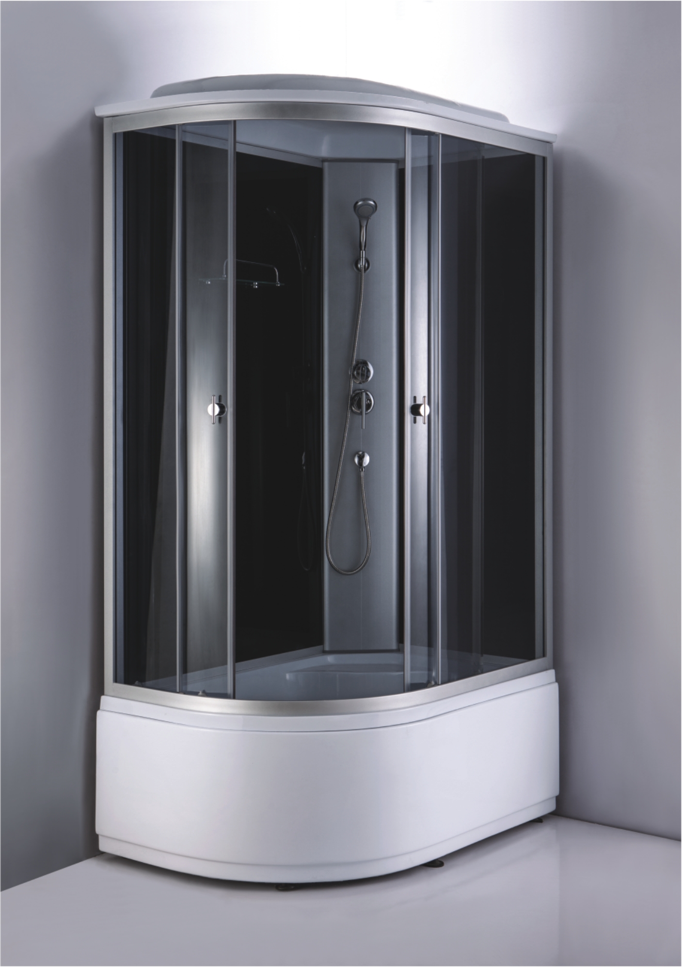 Душевая кабина Loranto 1180x780x2150 правосторонняя, черное заднее стекло, поддон 40 см, тонированное стекло 4 мм, профиль хром матовый (CS-887EATM/B-120)