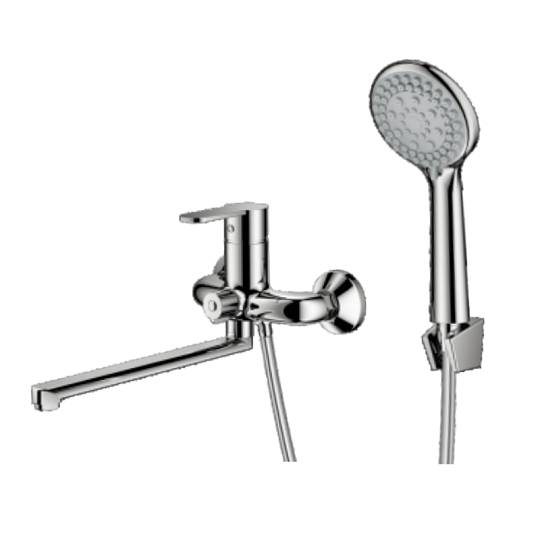 Смеситель Prohanss P64.22 для ванны и душа универсальный поворотный излив 30 см, хром