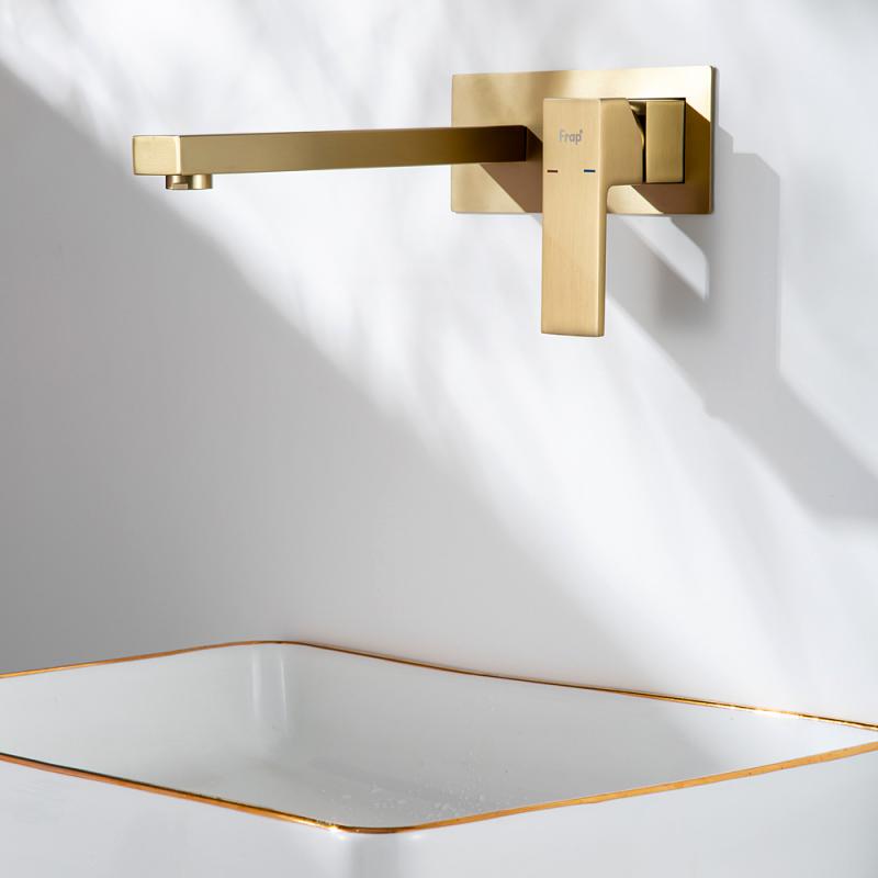 Встраиваемый смеситель для раковины сатин золотой FRAP F1291-3