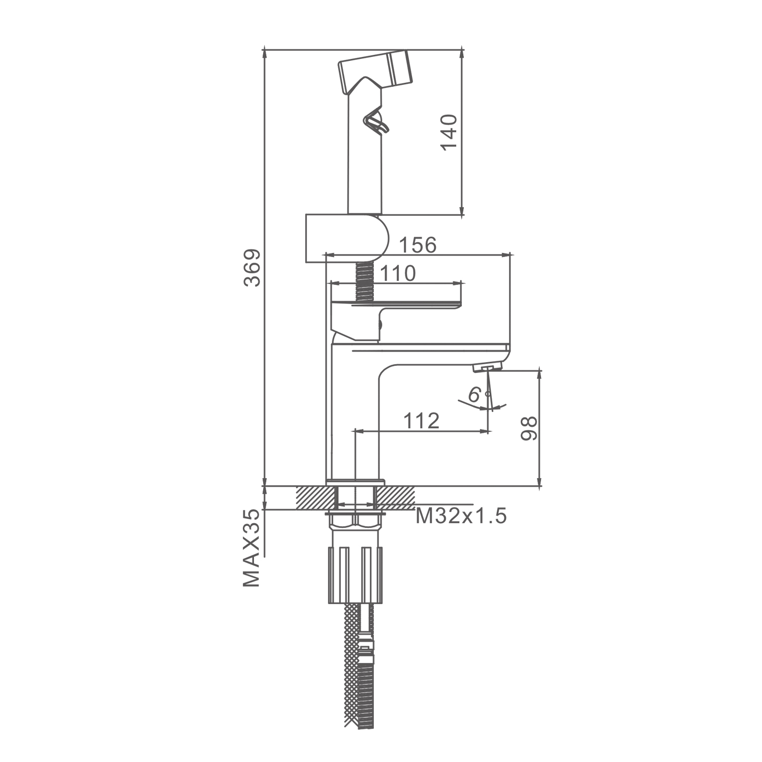Смеситель Splenka для раковины с гигиеническим душем монолитный, хром S05.12