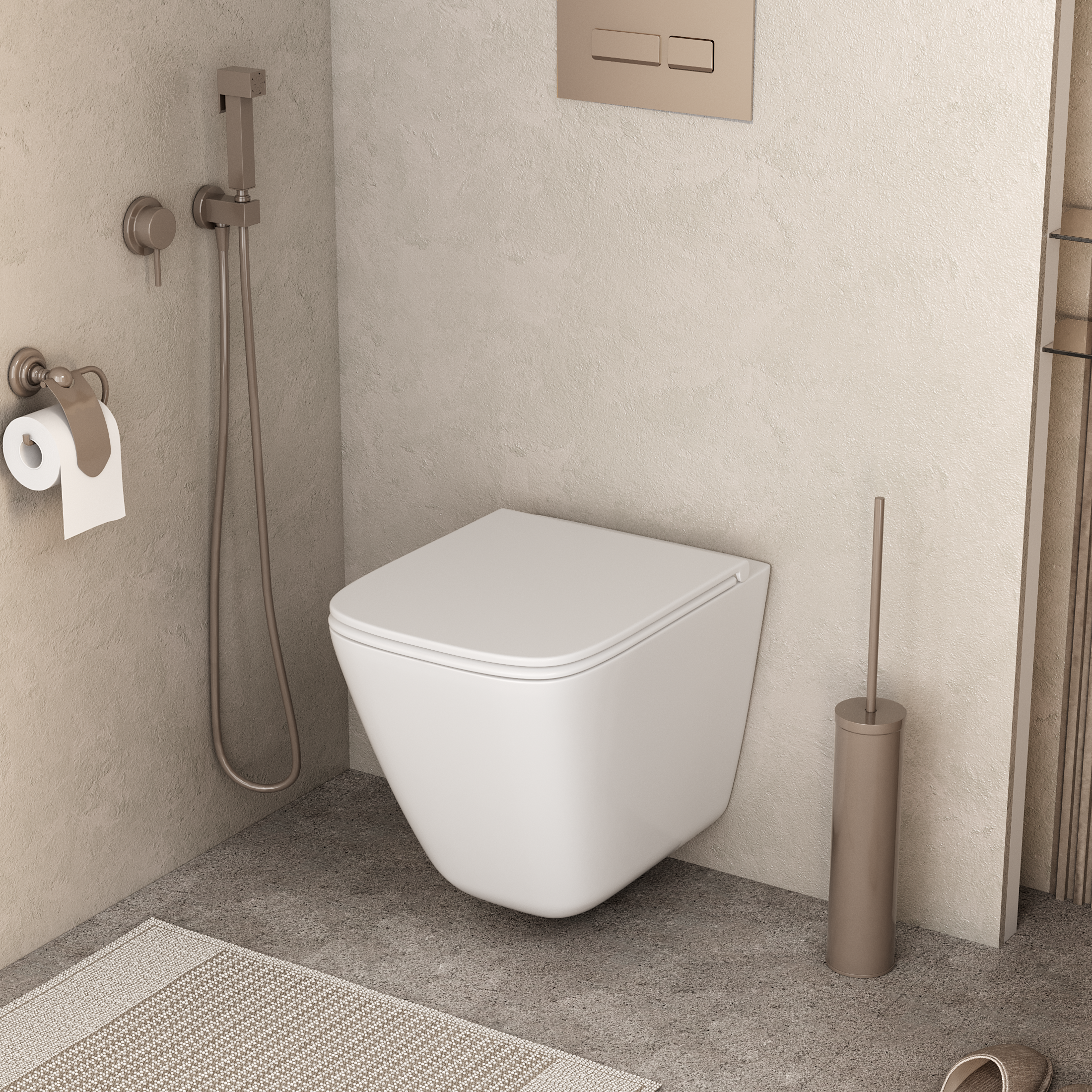 Унитаз подвесной Grossman (490х340х385) безободковый,белый с тонкой крышкой,микролифт GR-4479SQC